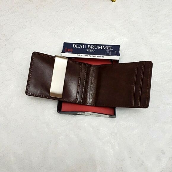 Beau Brummel Soho Money Clip Slim Pocket Wallet New - Picture 3 of 5